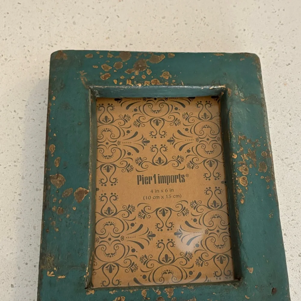 Pier 1 Teal and Gold Splatter Picture Frame